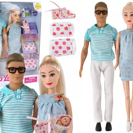 Lėlių šeima Berniukas Mergaitė Šviesūs plaukai Nėštumas