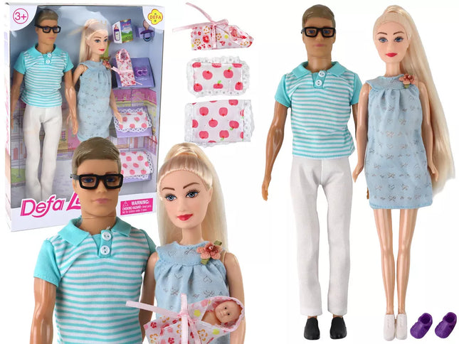 Lėlių šeima Berniukas Mergaitė Šviesūs plaukai Nėštumas