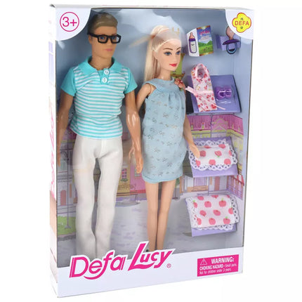 Lėlių šeima Berniukas Mergaitė Šviesūs plaukai Nėštumas