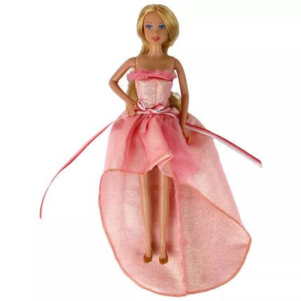 Lėlė vaikams ilgais šviesiais plaukais, spinta, batai, suknelės, aksesuarai