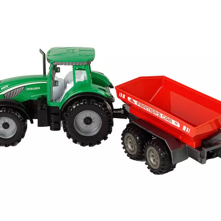 Žalias traktorius su raudona priekaba „Fractal Drive“