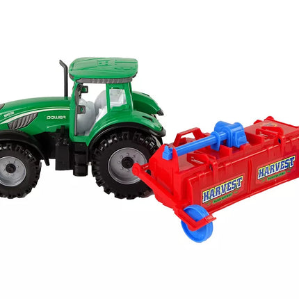 Traktorius su plūgu, frikcinis variklis, raudonas