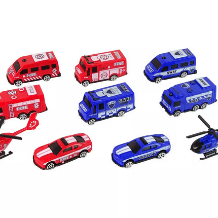 10 „Resorcery“ gelbėjimo transporto priemonių rinkinys: policija, ugniagesių brigada
