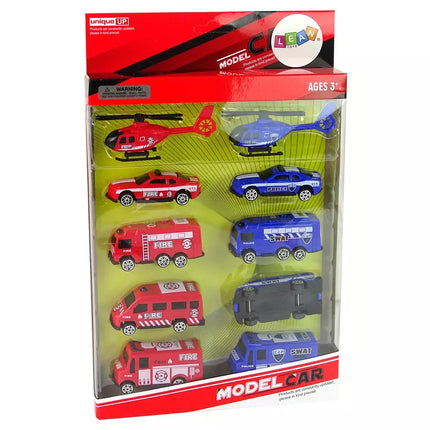 10 „Resorcery“ gelbėjimo transporto priemonių rinkinys: policija, ugniagesių brigada