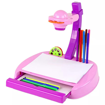 Projektoriaus piešimo stalas rožinis su labirinto stalčiumi