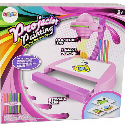 Projektoriaus piešimo stalas rožinis su labirinto stalčiumi