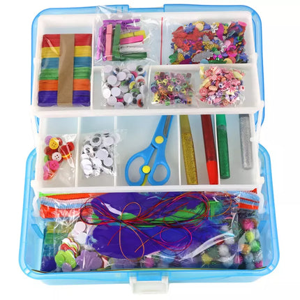 Mėlynas išplečiamas lagaminų rinkinys, meniškas, kūrybiškas, plastikinis "pasidaryk pats"