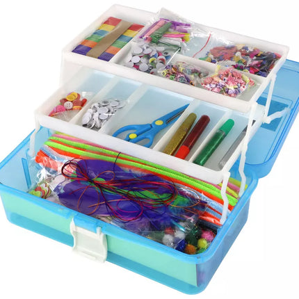 Mėlynas išplečiamas lagaminų rinkinys, meniškas, kūrybiškas, plastikinis "pasidaryk pats"