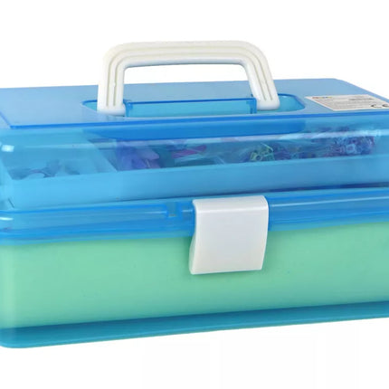 Mėlynas išplečiamas lagaminų rinkinys, meniškas, kūrybiškas, plastikinis "pasidaryk pats"