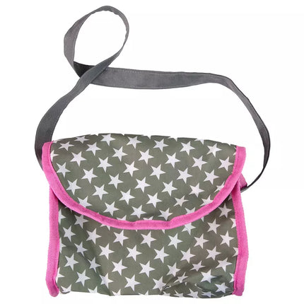 Vaikiškas lėlių vežimėlis 2-in-1 nešiojama tašė rožinės žvaigždės