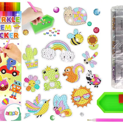 Deimantinių karoliukų aplikacijų rinkinys "Gyvūnai sodas vaivorykštė mozaika"