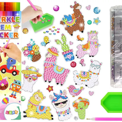 Lamosų gyvūnų mozaikos deimantų siuvinėjimo lipdukų rinkinys