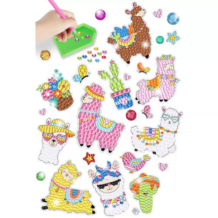 Lamosų gyvūnų mozaikos deimantų siuvinėjimo lipdukų rinkinys