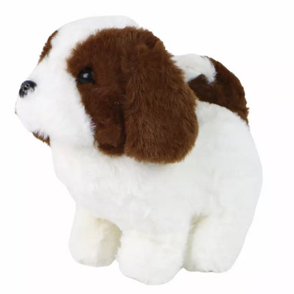 Interaktyvus žaislas šuniui, vaikštantis, lojantis šuniukas, baltas ir rudas