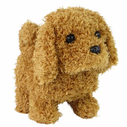 Interaktyvus žaislas vedžiojamam šuniui, lojantis rudas šuniukas