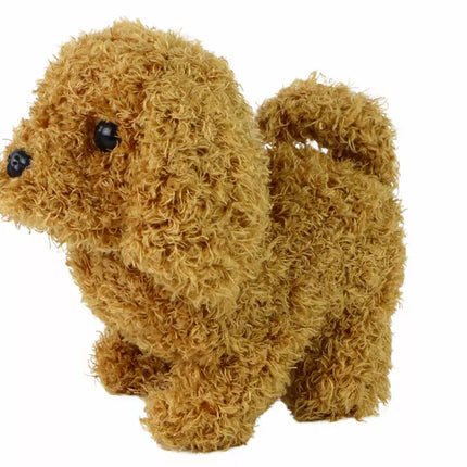 Interaktyvus žaislas vedžiojamam šuniui, lojantis rudas šuniukas