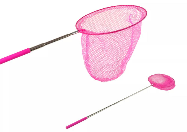 Drugelio tinklas vabzdžiams sulankstomas teleskopinis 85 cm rožinis