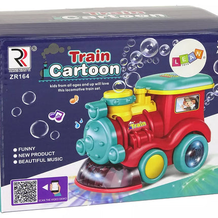 Muilo burbulų lokomotyvas važiuoja su šviesomis ir garsais