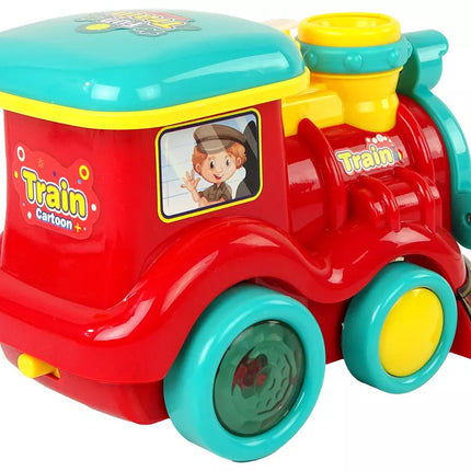 Muilo burbulų lokomotyvas važiuoja su šviesomis ir garsais