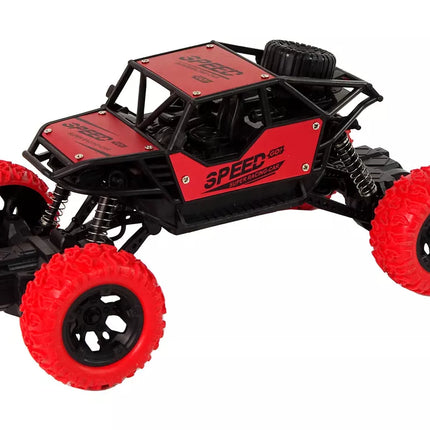 Nuotoliniu būdu valdomas bekelės automobilis R/C 1:18, raudonas.