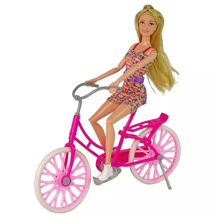 Lėlė ant dviračio, rožinė