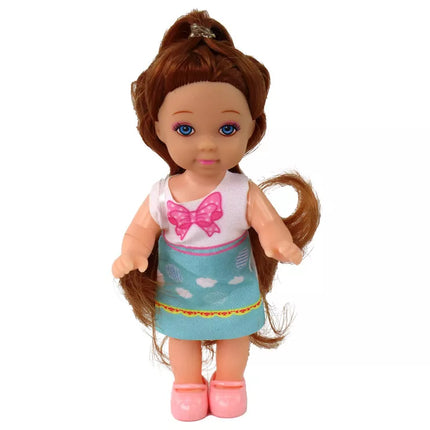 Mokytojo lėlė su mokinio mokykliniais reikmenimis