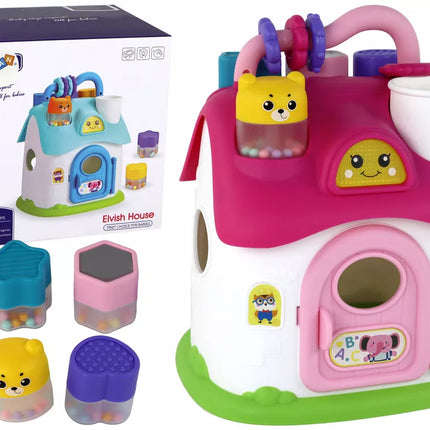 Rūšiuoklio namelis interaktyvus rožinis edukacinis galvosūkis