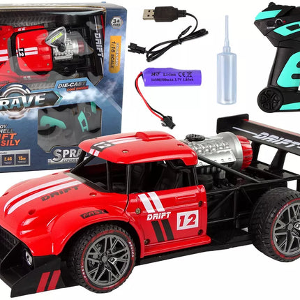 Nuotoliniu būdu valdomas sportinis automobilis R/C 1:16 raudonas.