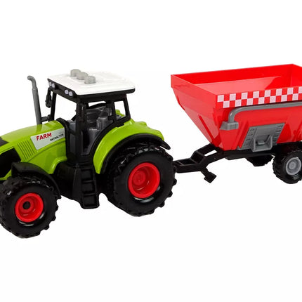 Traktorius su prikabinama grūdų priekaba, garsinis, žalias