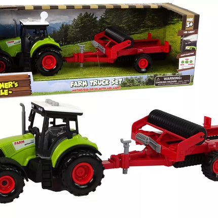 Vaikiškas traktoriaus kultivatorius su šviesomis ir garsais, žalias