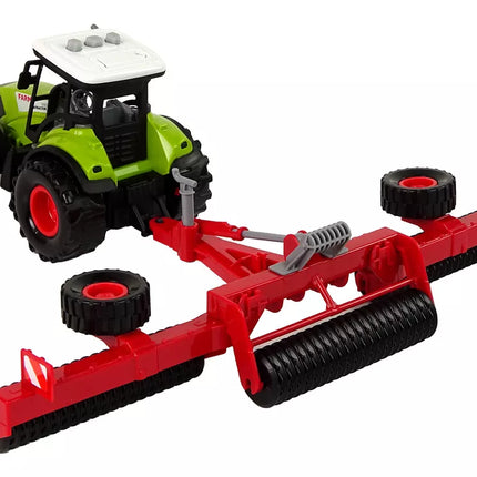 Vaikiškas traktoriaus kultivatorius su šviesomis ir garsais, žalias