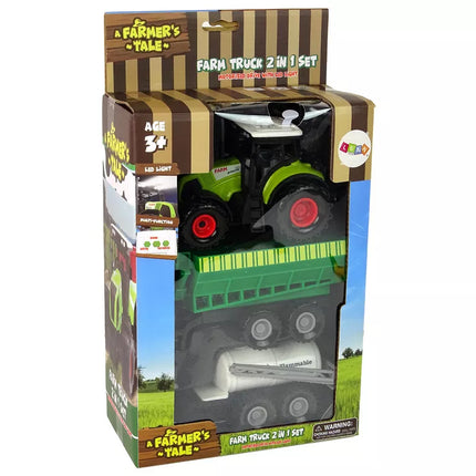 Traktoriaus rinkinys su technikos priekaba, cisternine priekaba, LED šviesomis ir garsais