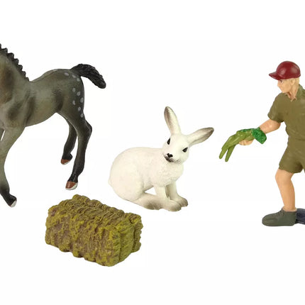 Gyvūnų figūrėlių rinkinys Arklys Pilkas Kiškis Ūkininkas