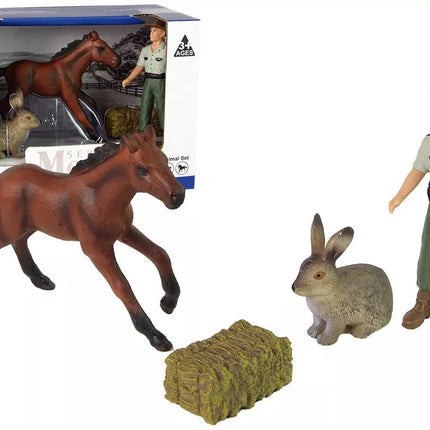 Gyvūnų figūrėlių rinkinys Arklys Zuikis Ūkininkas