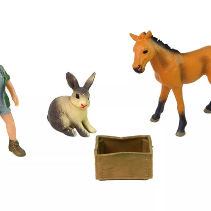 Ryškių arklių gyvūnų figūrėlių rinkinys.