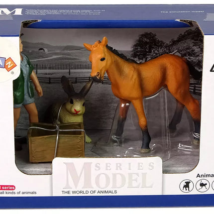 Ryškių arklių gyvūnų figūrėlių rinkinys.