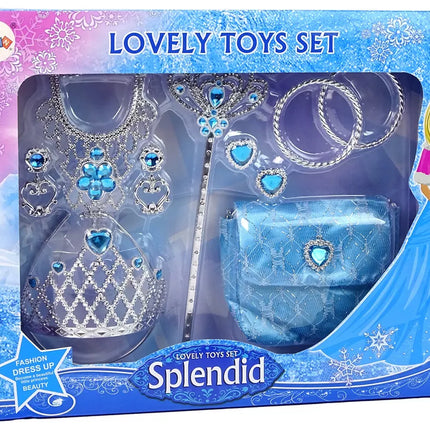 Rinkinys mažajai princesei „Mėlyna karūna“, karnavalinis balius + priedai.