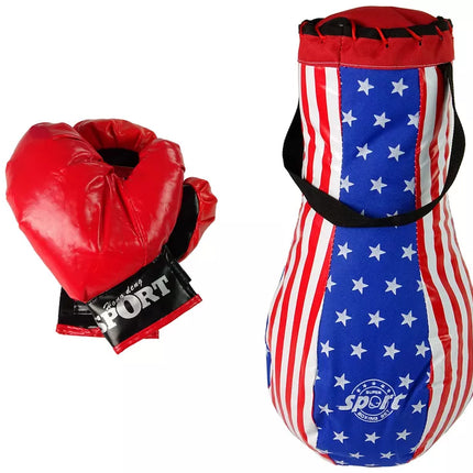 Vaikų bokso maišo rinkinys Vaikams Mega bokso rinkinys + pirštinės Bokso maišo rinkinys 40 cm