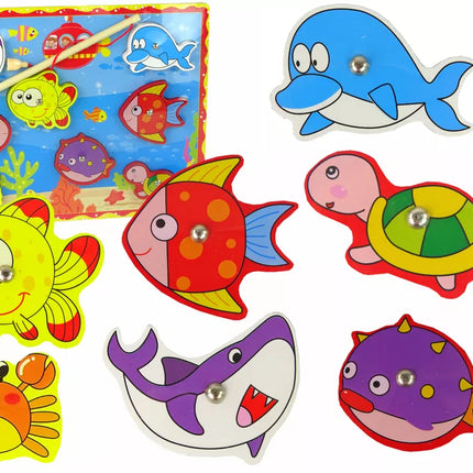 Medinis žvejybos rinkinys spalvingas magnetas