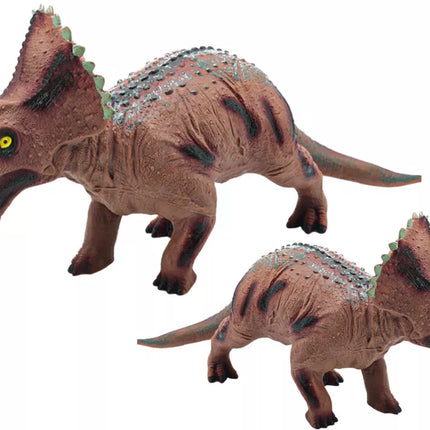Didelis triceratopo dinozauro modelis su garsu, 36 cm, rudos spalvos