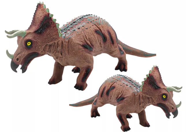 Didelis triceratopo dinozauro modelis su garsu, 36 cm, rudos spalvos