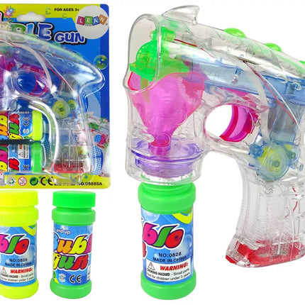 Spalvingas muilo burbulų pistoletas