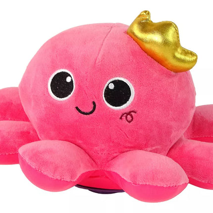 Mascot aštuonkojis šviečia rožine spalva, skleidžia garsus