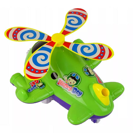 Žaislinis lėktuvas su stūmimo lazdele, varpelio žalumo