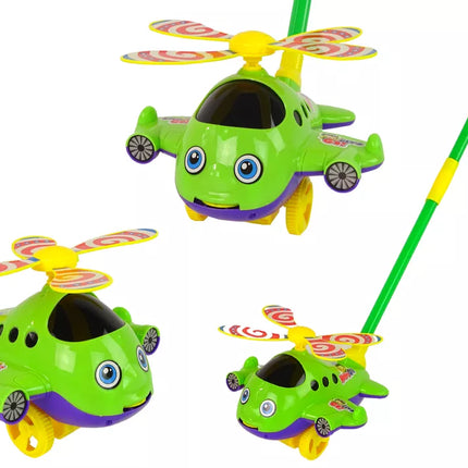 Žalias stumdomas lėktuvas su varpeliu