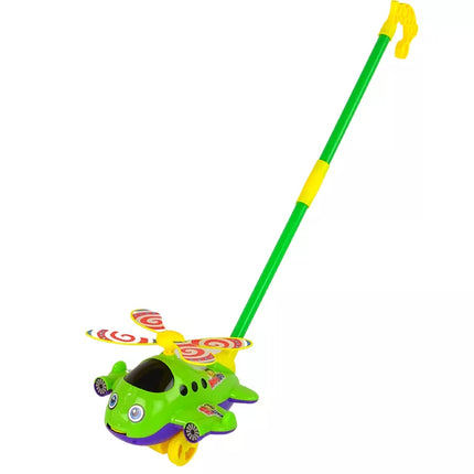 Žalias stumdomas lėktuvas su varpeliu