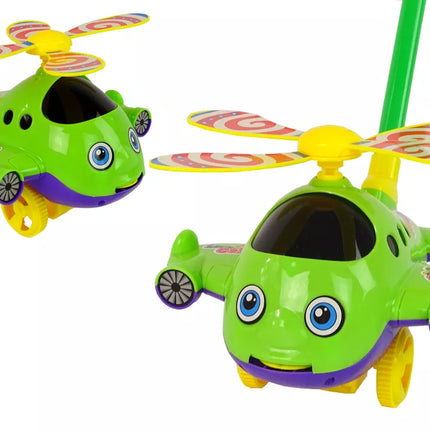 Žalias stumdomas lėktuvas su varpeliu