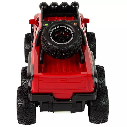 Visureigis automobilis su frikciniu varikliu, dideli ratai 1:16, raudonas