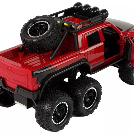 Visureigis automobilis su frikciniu varikliu, dideli ratai 1:16, raudonas