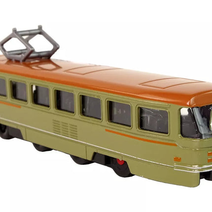 Žaislinis traukinys su frikcine pavara, skleidžiantis garsus, metalinis, žalias